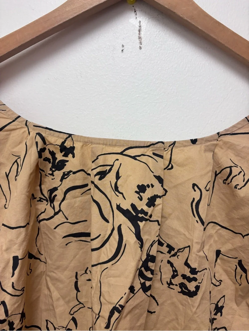 NWT Maeve Anthropologie Pull Sleeve Swing Blouse Cat Print